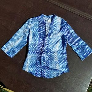 120% Lino polka dot button down linen shirt top